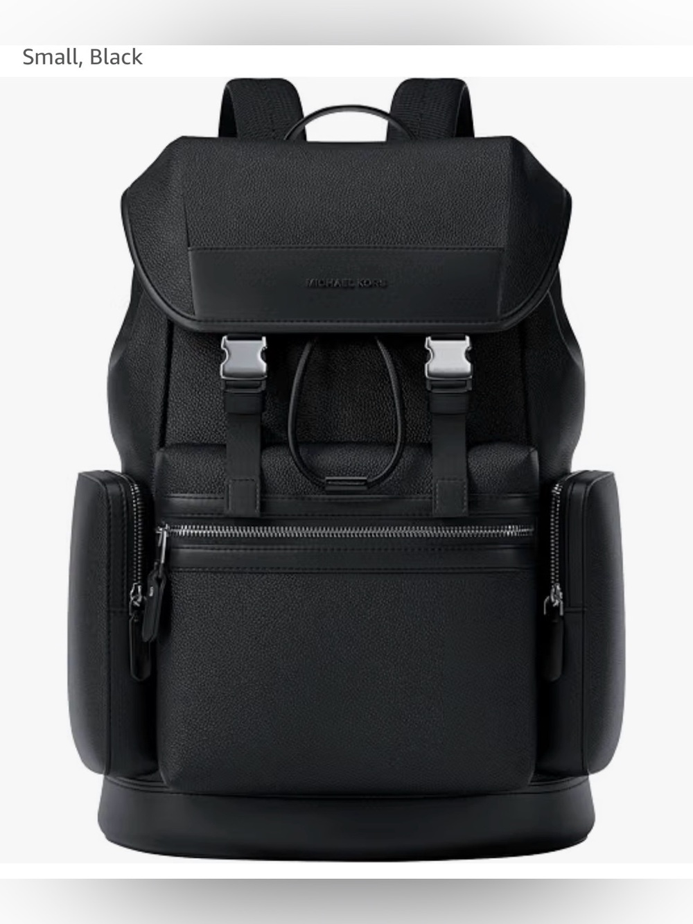 Michael Kors Black Pebbled Leather Flap Backpack
